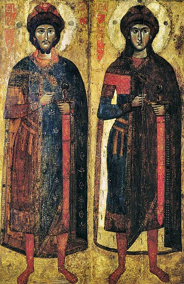 Князья, братья Борис И Глеб на иконе XIII века