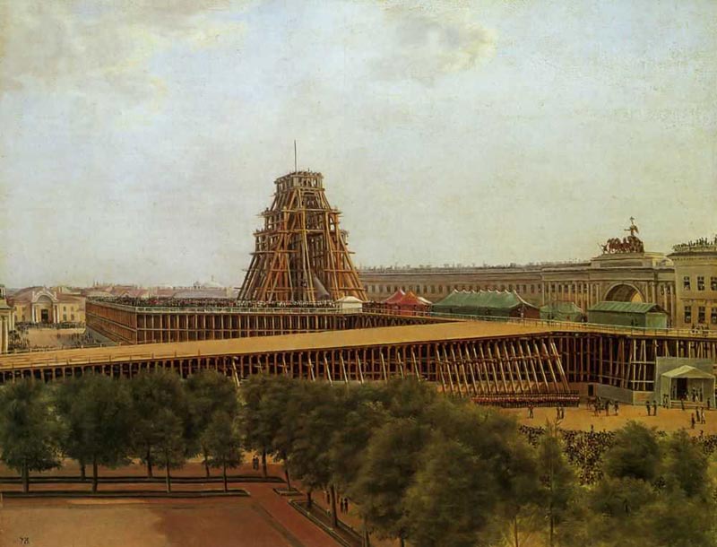Денисов Александр Гаврилович. Подъем Александровской колонны. 1832